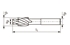 Immagine di Fresa TA1075 per sedi viti a 180°, con guide HSS-Co5, DIN 373, 3 taglienti, codolo cilindrico